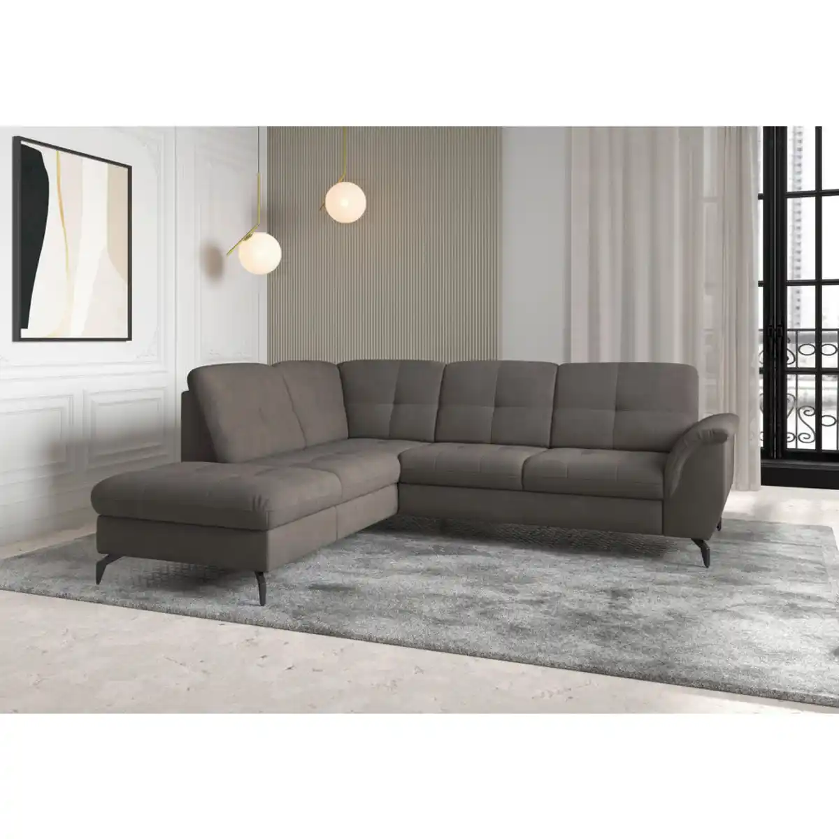 Bild 1 von Sit & More Ecksofa Zora E, Graphit, Textil, 5,5-Sitzer, Ottomane links, L-Form, 244x212 cm, Goldenes M, Oeko-Tex® Standard 100, Made in Europe, DGM-Klimapakt, Schlafen auf Sitzhöhe, Rücken echt, A