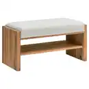 Bild 1 von Linea Natura Garderobenbank, Weiß, Eiche, Holz, Leder, Echtleder, Spaltleder, Asteiche, massiv, 1-Sitzer, 88x44x42 cm, Lederauswahl, in verschiedenen Holzarten erhältlich, Holzmöbel, Garderoben Ho
