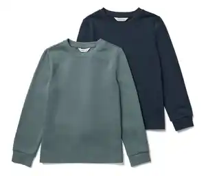 2 Kinder-Sweatshirts mit angerauter Innenseite, blau und salbei