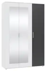 Drehtürenschrank Jan Anthrazit/Weiß, Anthrazit, Weiß