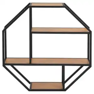 Livetastic Wandregal, Schwarz, Eiche, Metall, Holzwerkstoff, 77x77x20 cm, Reach, Wohnzimmer, Regale, Wandregale