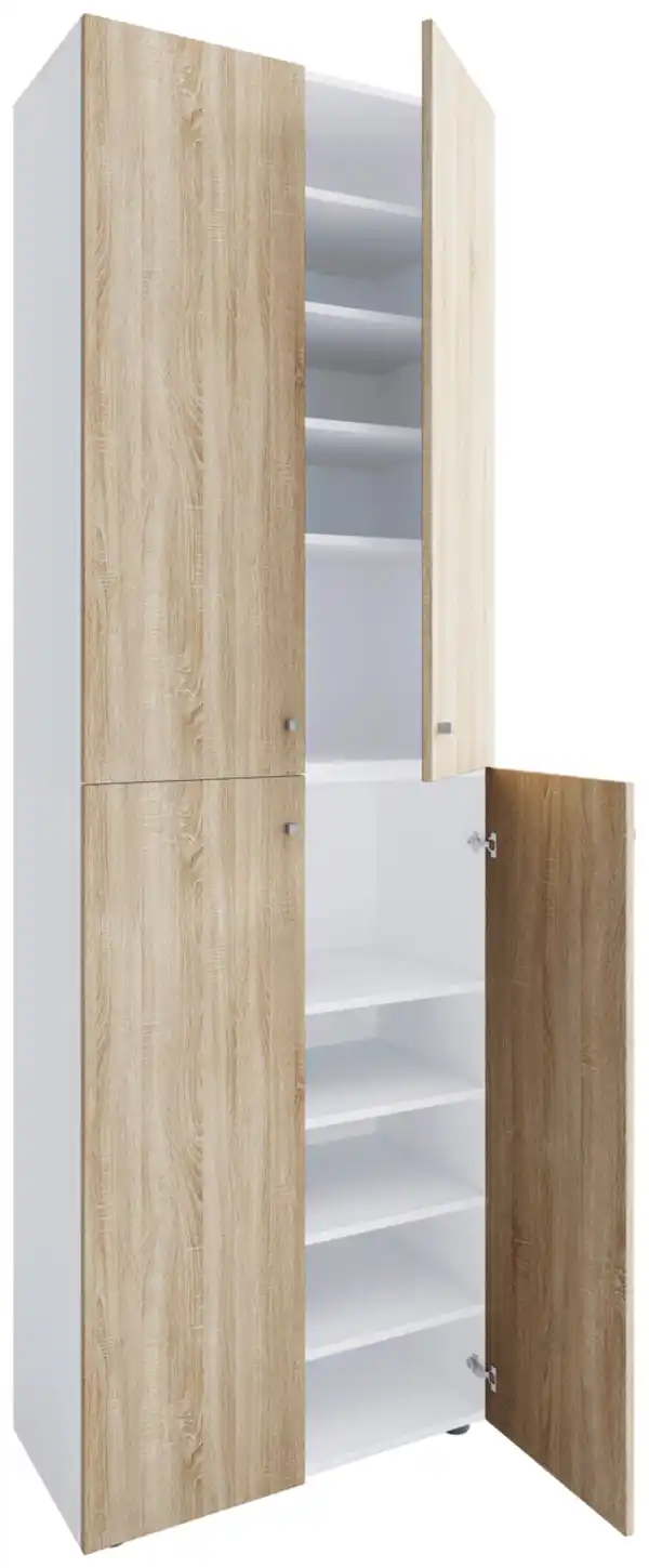 Bild 1 von Schuhschrank LONA Weiß ca. 70x220x40cm, Weiß, Sonoma Eiche