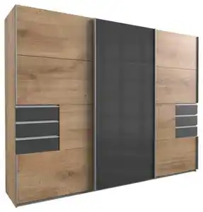 Schwebetürenschrank Saigon ca. 270x210 cm Graphit/Eiche, Graphitfarben, Eichefarben