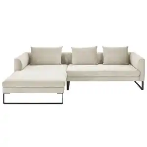 Hom`in Ecksofa, Creme, Textil, 4-Sitzer, Ottomane links, L-Form, 284x178 cm, Blauer Engel, Goldenes M, Oeko-Tex® Standard 100, DGM-Klimapakt, Typenauswahl, Fußauswahl, Lederauswahl, Stoffauswahl, p