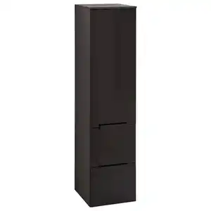 Leonardo Living Midischrank Leonardo, Schwarz, Glas, 2 Fächer, 2 Schubladen, 30x121x33 cm, Made in Germany, individuell planbar, hängend, Badezimmer, Badezimmerschränke, Midischränke