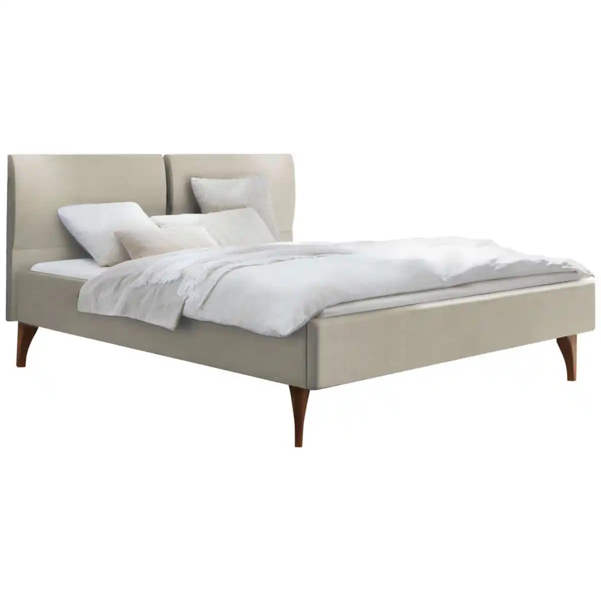 Bild 1 von Hasena Polsterbett, Nussbaum, Beige, Textil, Nussbaum, massiv, 140x200 cm, gepolstertes Kopfteil, in verschiedenen Holzarten erhältlich, Stoffauswahl, Größen erhältlich, Schlafzimmer, Betten, Pol