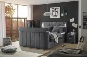 Boxspringbett Dallas m. LED ca. 180x200 cm Anthrazit, Anthrazit