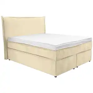 Boxxx Boxspringbett, Creme, Textil, H3, 5-Zonen, Höhe ca. 20 cm, 140x200 cm, Fsc, gepolstertes Kopfteil, Topper durchgehend, in verschiedenen Größen erhältlich, Partnermatratze mit durchgehendem