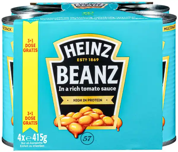 Bild 1 von HEINZ Beanz, 4 Dosen = 1,66-kg-Packg.