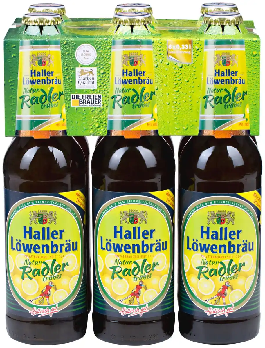 Bild 1 von HALLER LÖWENBRÄU Naturradler, Packg. 6 x 0,33-l-Fl.