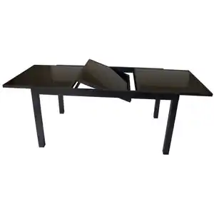 Gartentisch Torino 180/240x100x75cm ausziehbar Alu Glas Schwarz pulverbeschichtet