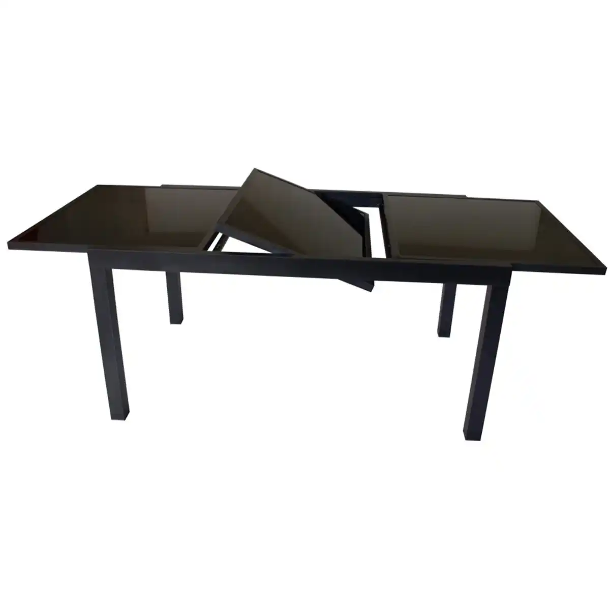 Bild 1 von Gartentisch Torino 180/240x100x75cm ausziehbar Alu Glas Schwarz pulverbeschichtet