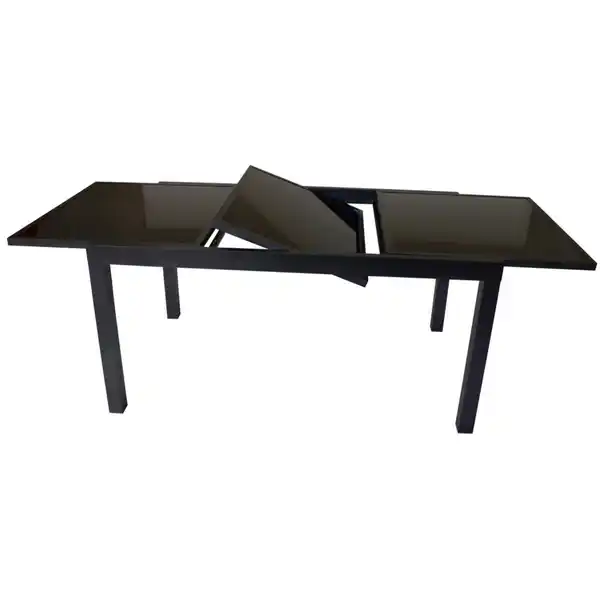 Bild 1 von Gartentisch Torino 180/240x100x75cm ausziehbar Alu Glas Schwarz pulverbeschichtet