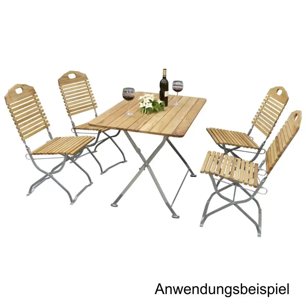 Bild 1 von Gartensitzgruppe BAD TÖLZ 5-teilig Robinie Flachstahl verzinkt klappbar