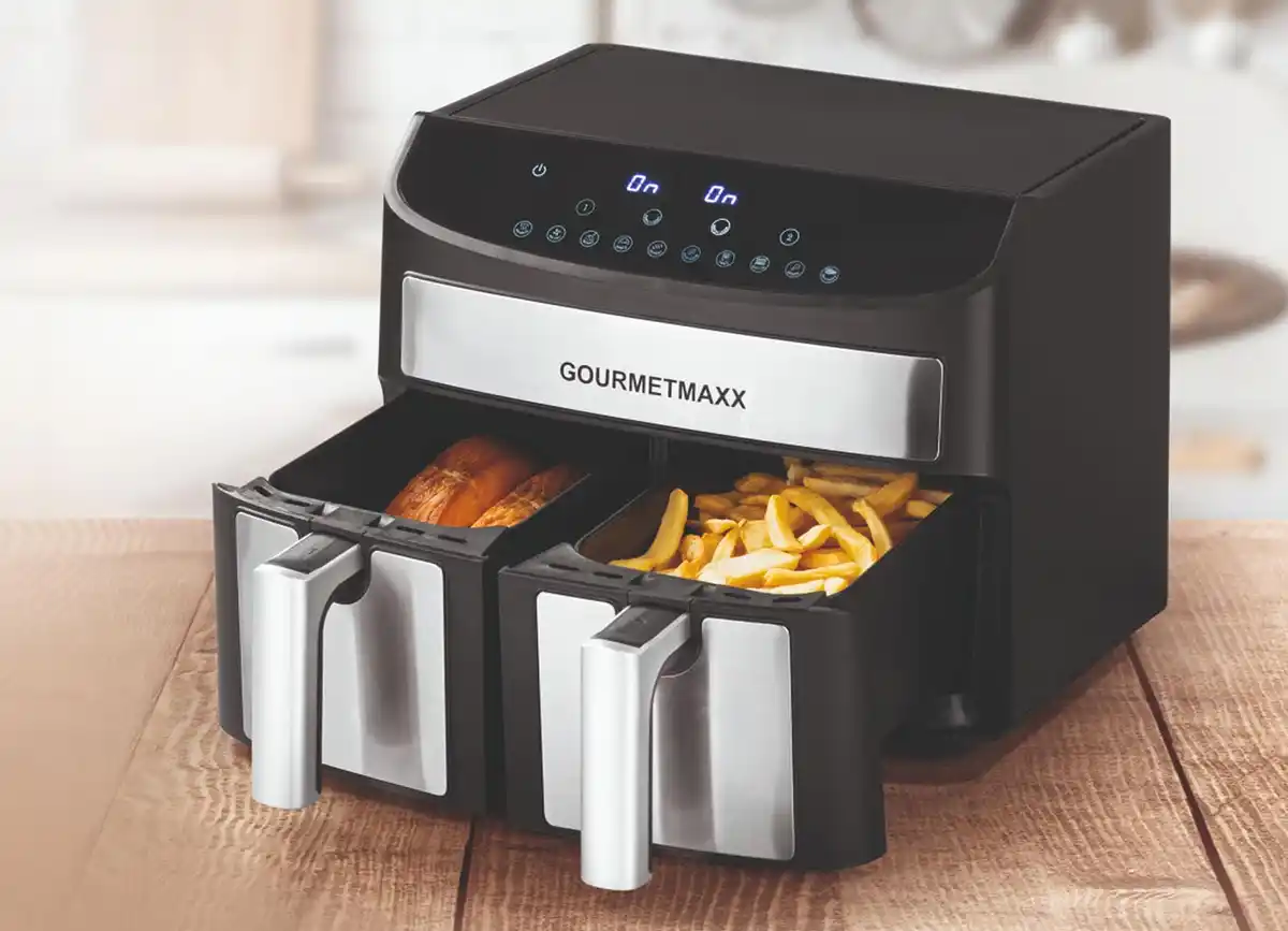 Bild 1 von GOURMETmaxx Doppelkammer-Heißluftfritteuse 7L