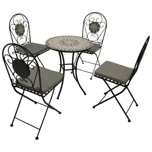 Bistroset 5-teilig - 4 Klappstühle und ein runder Mosaik-Tisch