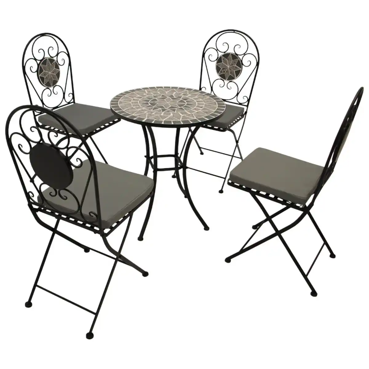 Bild 1 von Bistroset 5-teilig - 4 Klappstühle und ein runder Mosaik-Tisch