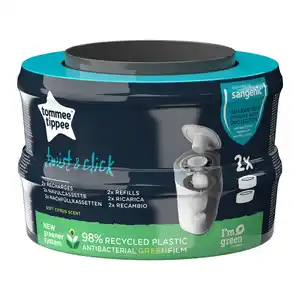 tommee tippee 2er Set Nachfüllkassetten für Twist & Click Advanced Windeleimer