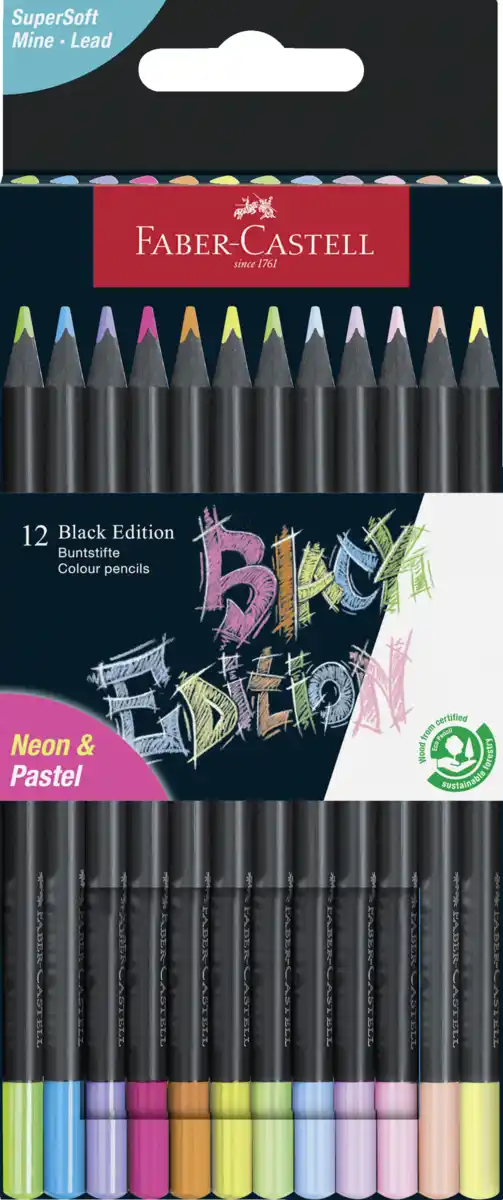 Bild 1 von Faber-Castell 12er Set Buntstifte Black neon+pastell
