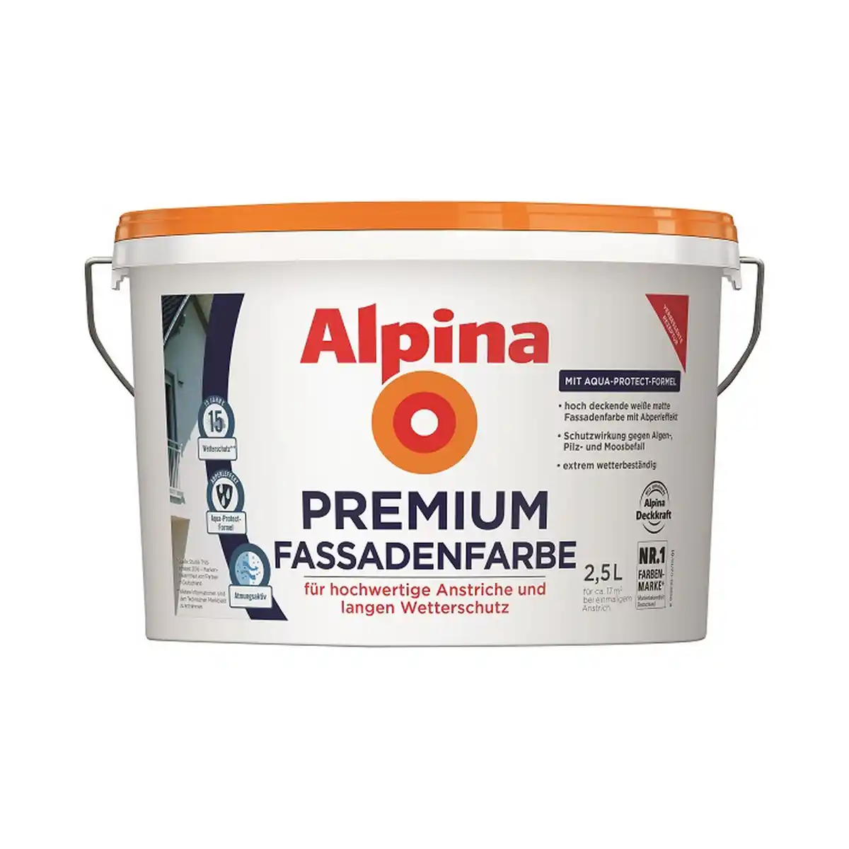 Bild 1 von Alpina Premium-Fassadenfarbe weiß matt 2,5 l