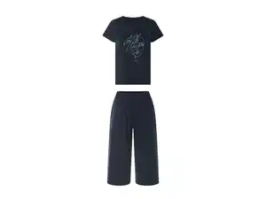 esmara® Damen Capri Pyjama mit Kunst-Print auf dem Oberteil