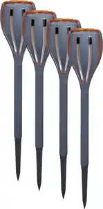 TrendLine LED Solarleuchte 4er Set mit Erdspieß grau