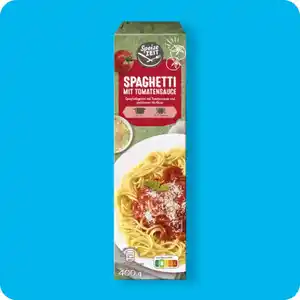 SPEISE ZEIT Spaghetti-Fertiggericht, Mit Tomatensaucen-Pulver und geriebenem Hartkäse