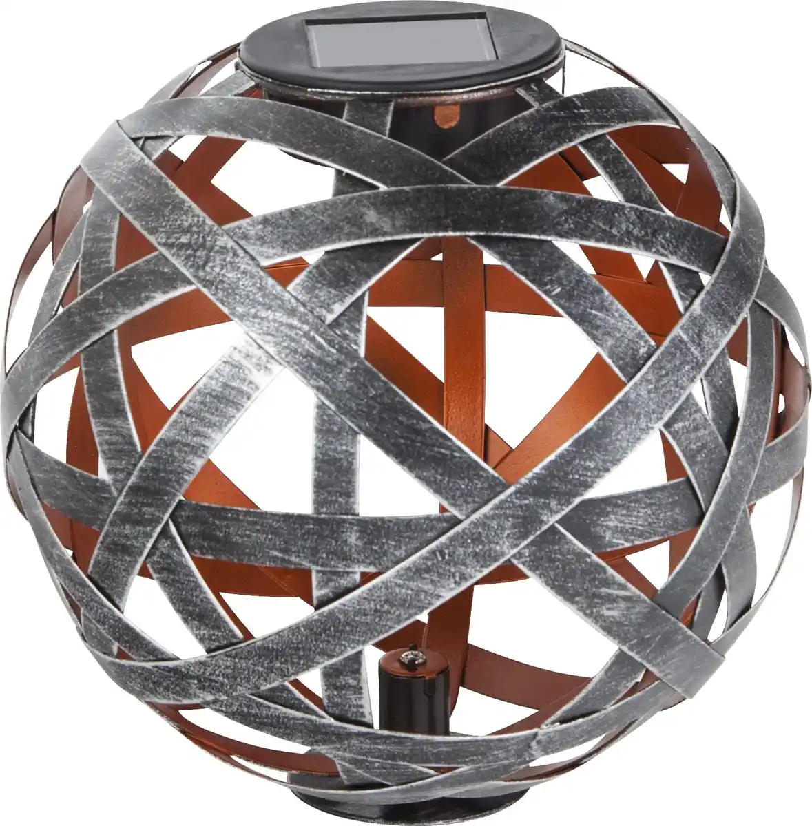 Bild 1 von TrendLine LED Solarkugel silber-kupfer 18 cm mit Erdspieß