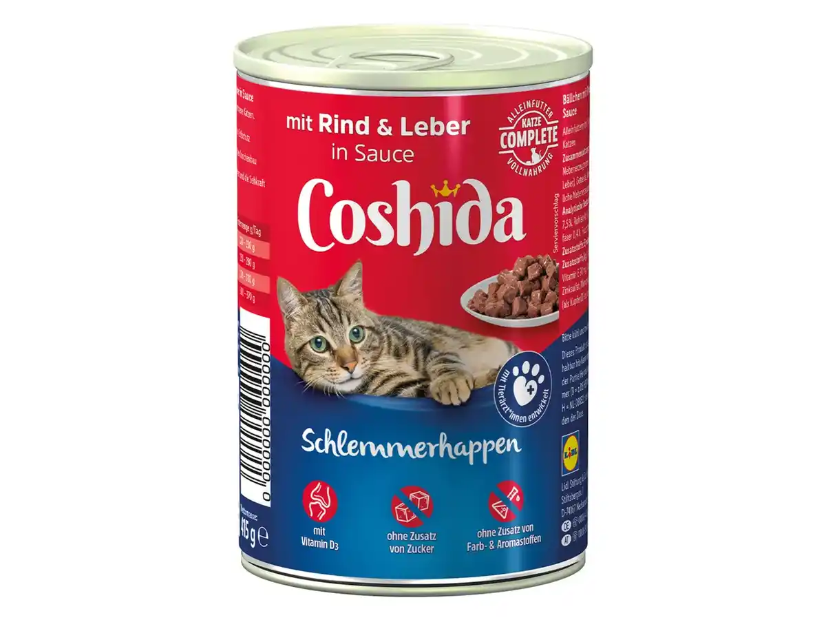 Bild 1 von Coshida Katzenvollnahrung Rind & Leber in Sauce,  415 g