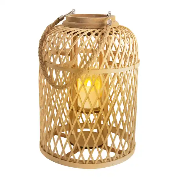Bild 1 von Light & More LED Dekoleuchte Korb hell mit Kerze mit Flammeneffekt 38 x 27 cm