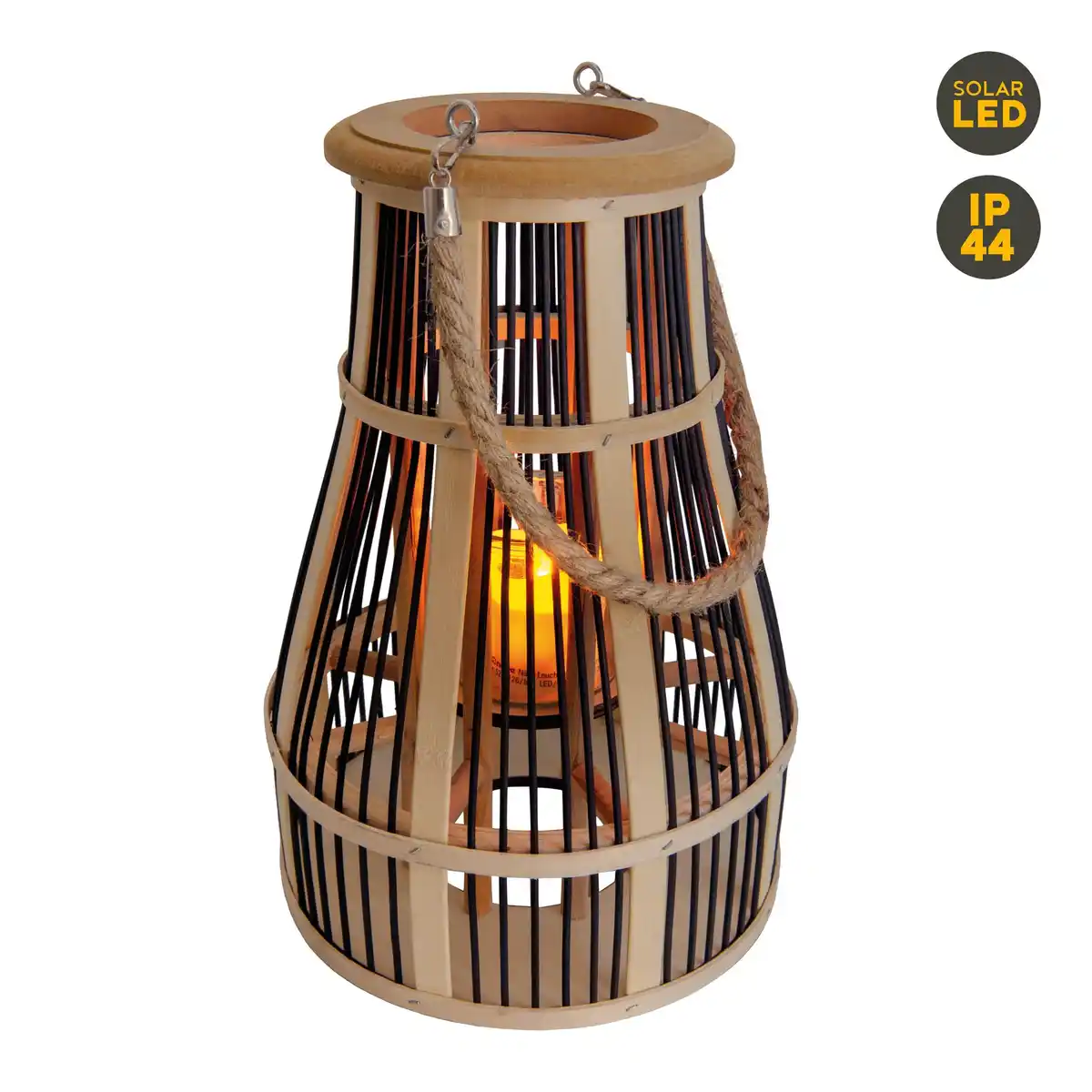 Bild 1 von Light & More LED Dekoleuchte Korb mit Kerze orange mit Flammeneffekt 35 x 24 cm