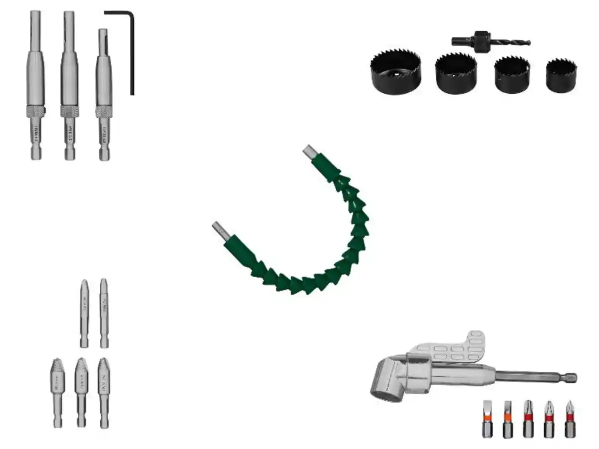 Bild 1 von PARKSIDE® Scharnierlochbohrer / Lochsägen-Set / HSS-Schraubenausdreher / Winkel-Bithalter mit Bit-Set / Flexible Welle