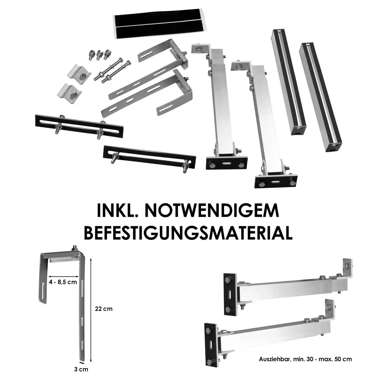 Bild 2 von Solarmodul-Halterung, für Geländer (eckig), für 2 Module, Aluminium, silberfarben