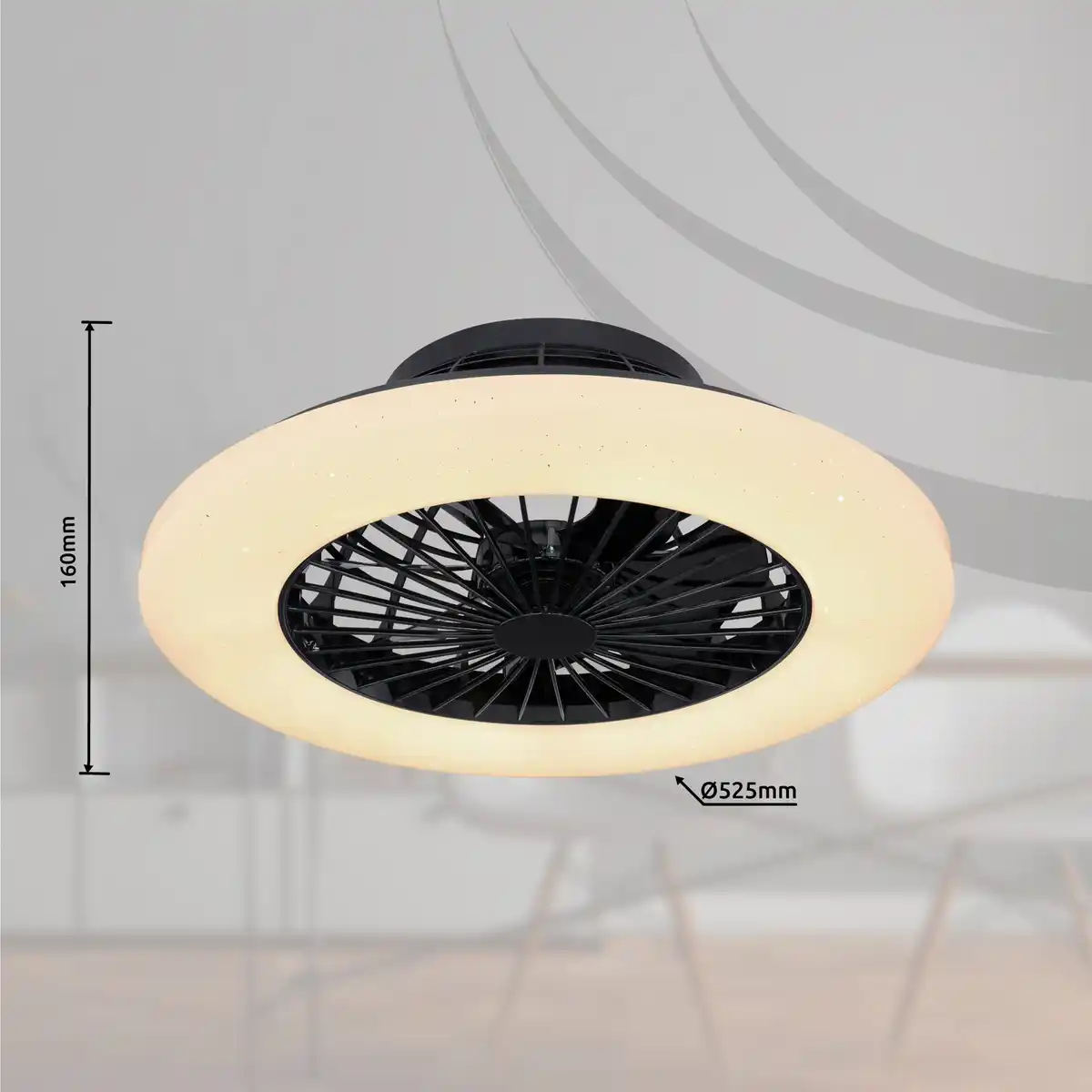 Bild 3 von GLOBO LIGHTING LED-Deckenventilator »Travo«, Ø50 cm, Kunststoff, schwarz