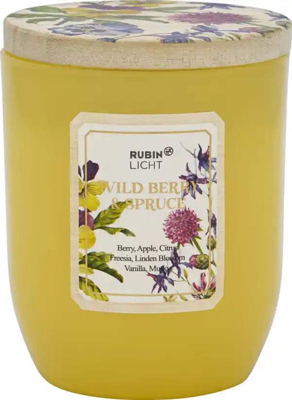 Bild 1 von RUBIN LICHT Duftkerze U-Form mit Holzdeckel Blumen g