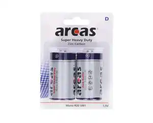Arcas Zink-Kohle Mono-Batterien R20 2er