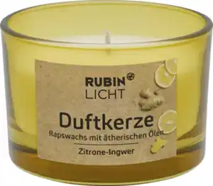 RUBIN LICHT 1-Docht Duftglas Zitrone-Ingwer Rapswach