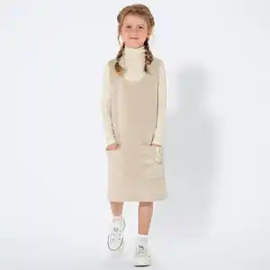 Kinder-Mädchen-Kleid aus Ripp-Velour