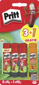 Pritt Klebestift Multipack 3+1 Gratis Fun Color Neon, 43 g 3x 11 g + 1x 10 g