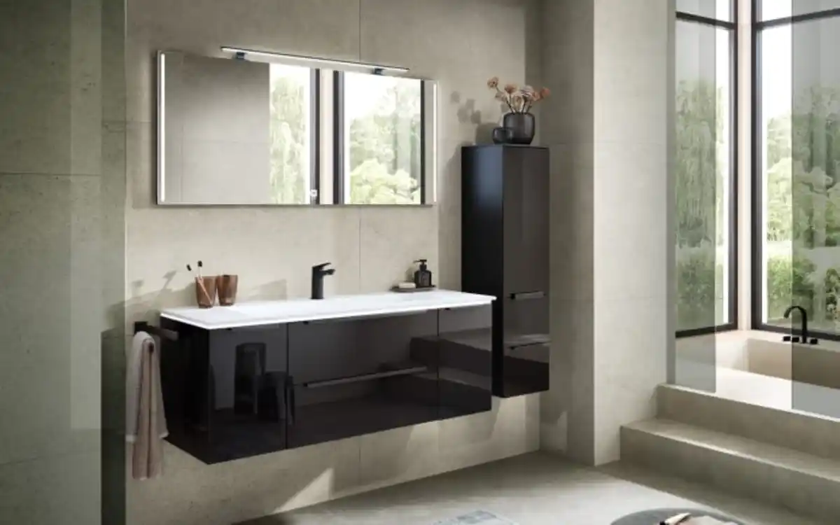 Bild 1 von Pelipal - Badkombination Leonardo 124, schwarz, inkl. LED-Beleuchtung