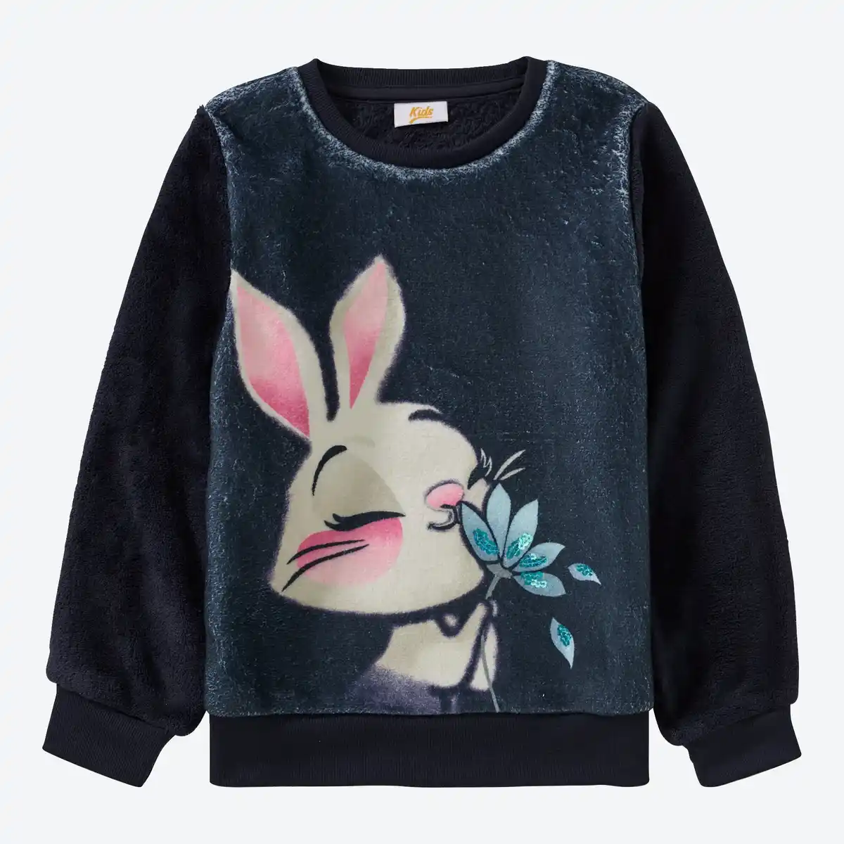 Bild 1 von Kinder-Mädchen-Fleeceshirt mit Hasenaufdruck