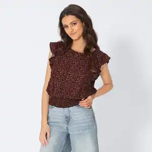 Damen-Bluse mit Rüschen am Arm