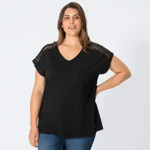 Damen-T-Shirt mit V-Ausschnitt, große Größen