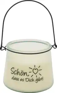 RUBIN LICHT 2-Dochtglas mit Henkel & Spruch mint