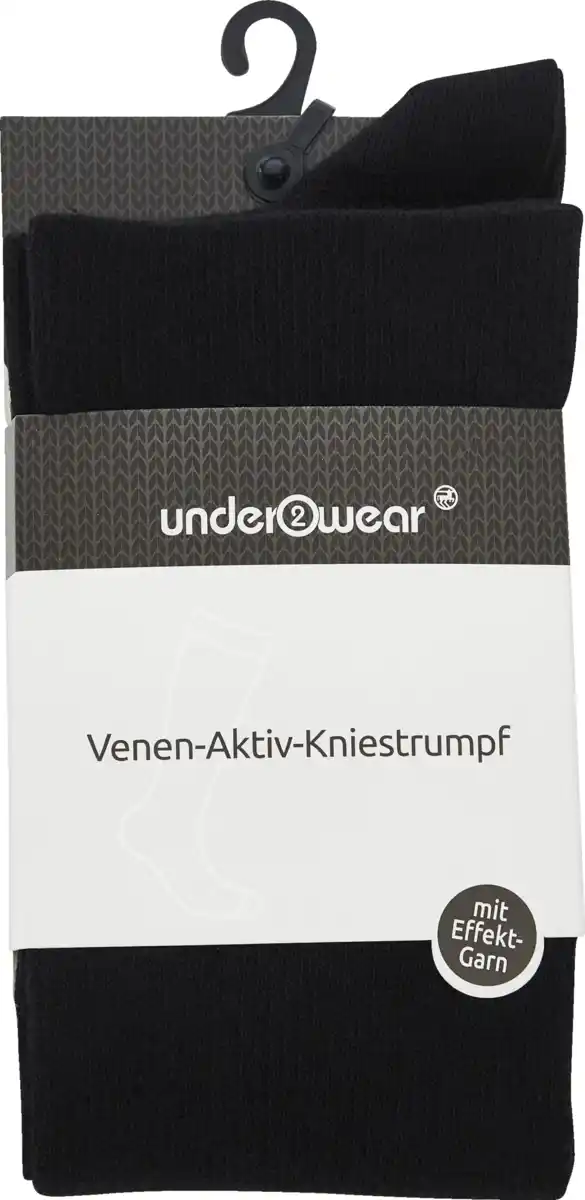 Bild 1 von under2wear Venen-Aktiv Kniestrumpf schwarz/anthra Gr. 39/42