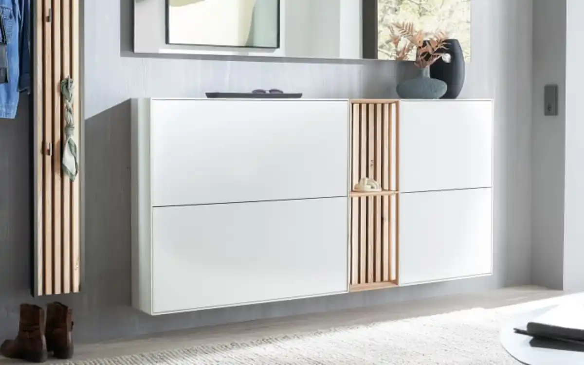 Bild 1 von Hartmann - Schuhschrankkombi Salvo, weiß/Kerneiche, inkl. Rückwandbeleuchtung