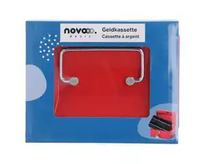 novooo Geldkassette aus Metall 3 Fächer mit 2 Schlüssel 15x11,5x8 rot
