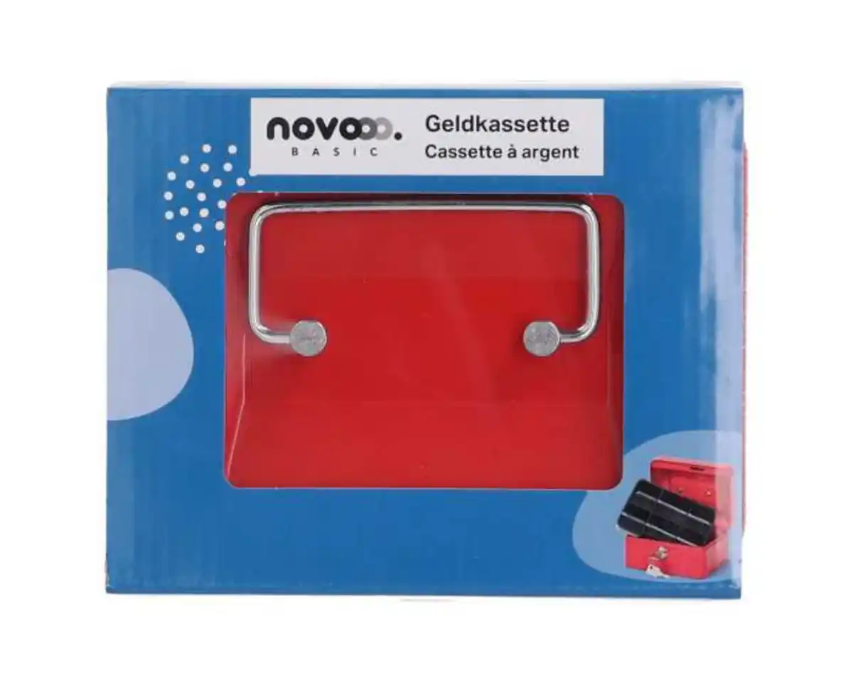 Bild 1 von novooo Geldkassette aus Metall 3 Fächer mit 2 Schlüssel 15x11,5x8 rot