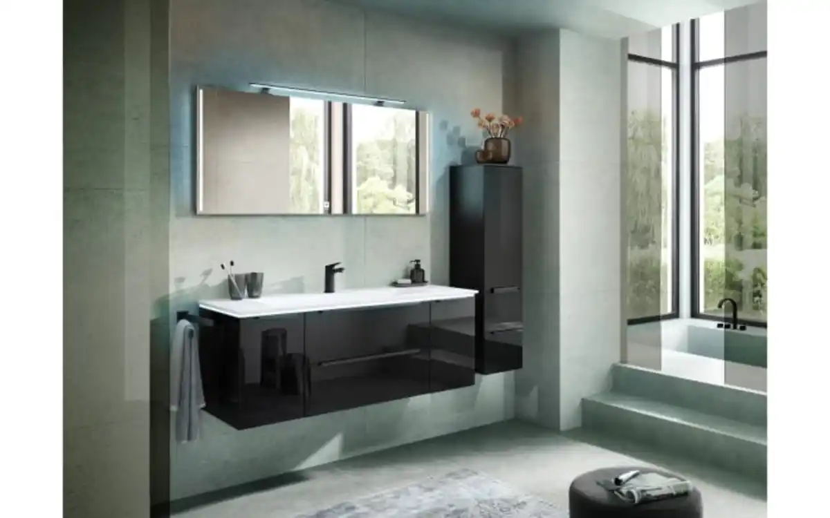 Bild 2 von Pelipal - Badkombination Leonardo 124, schwarz, inkl. LED-Beleuchtung