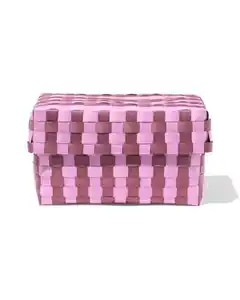 Korb 20 x 15 cm mit Deckel, kariert, Lila